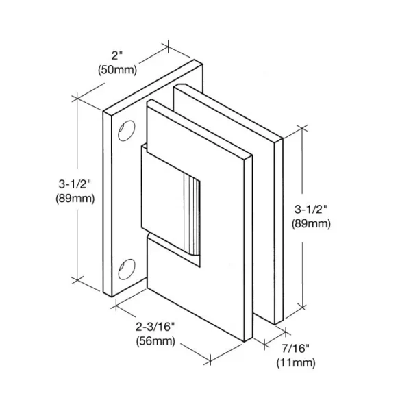 RE037 Standard Round Corner Wall Mount Full Back Plate Shower Hinge - Image 2