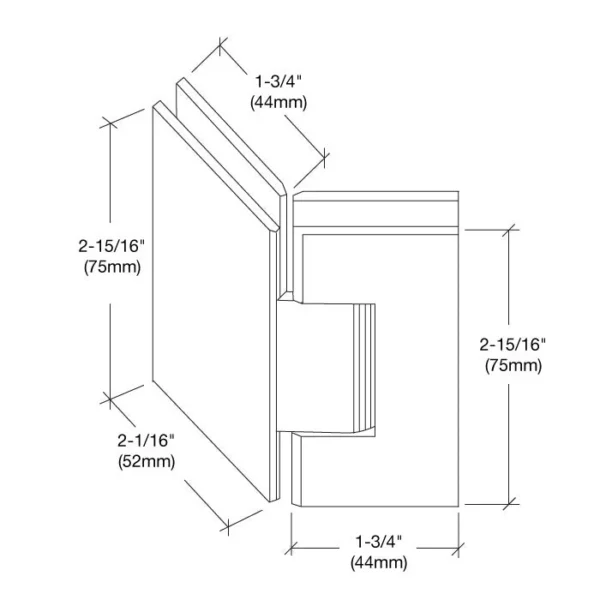 JRGE045 Junior 135 Degree Glass-to-Glass Shower Hinge Straight Edge Shower Door Hinge - Image 7