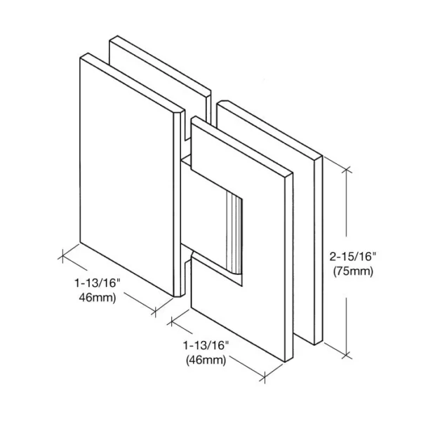 JRGE180 Junior  180 Degree Glass-to-Glass Square Shower Hinge - Image 7