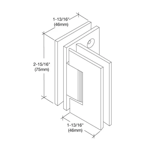 JRGE092 Junior  90 Degree Glass-to-Glass Square Shower Hinge - Image 3