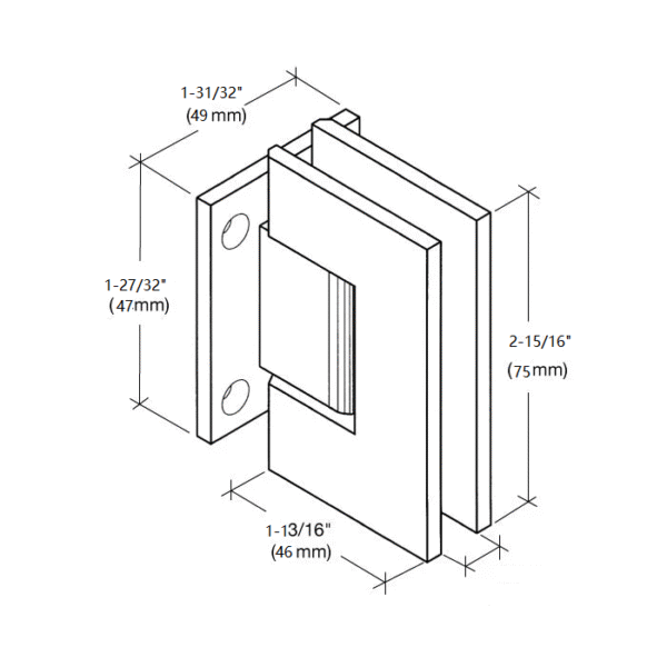 JRGE074 Junior Wall Mount Short Back Plate Square Shower Hinge - Image 7