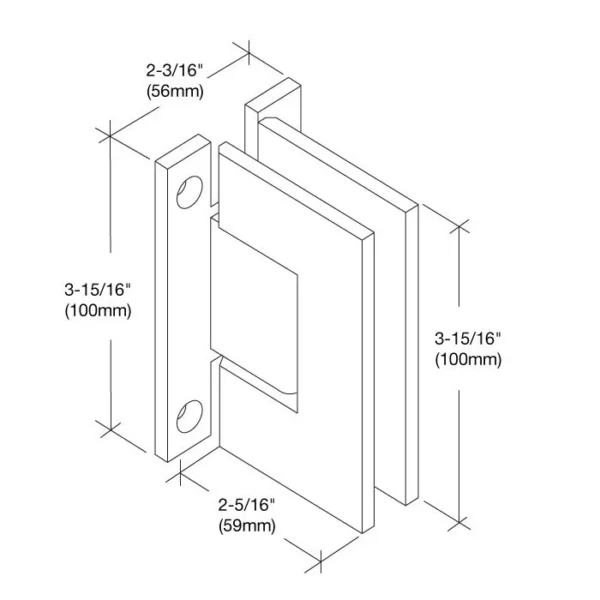 VE337H Adjustable Heavy Duty Wall Mount H Black Plate Shower Hinge - Image 6