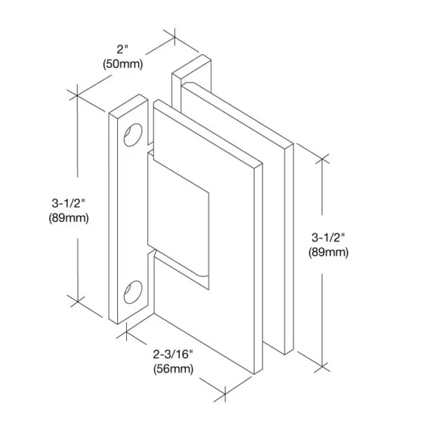 GE037H Standard Wall Mount 'H' Back Plate Shower Hinge - Image 5