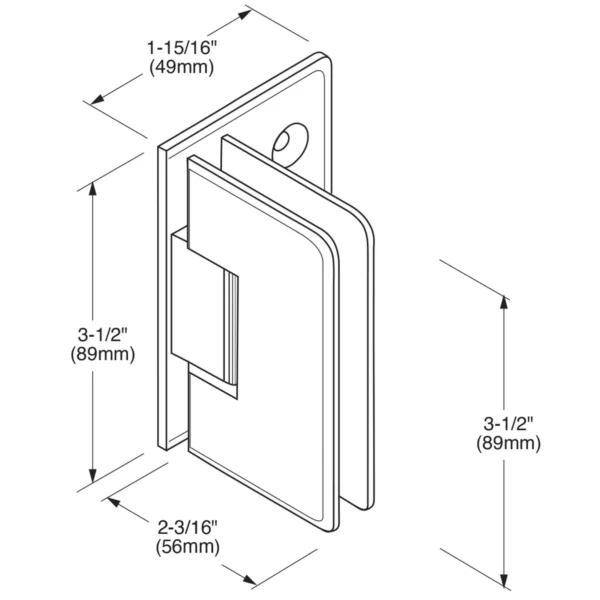 RE044 Standard Round Corner Wall Mount Offset Back Plate Shower Hinge - Image 2