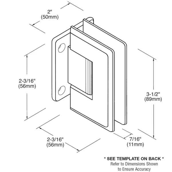 RE074 Standard Round Corner Wall Mount Short Back Plate Shower Hinge - Image 2