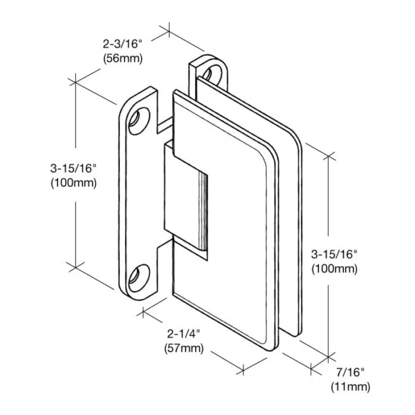 C0037H Heavy Duty Beveled Wall Mount H Back Plate Shower Hinge - Image 8