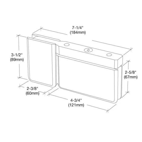 SRPR07 Top or Bottom Mount Senior Prma Beveled Pivot Hinge with Attached U-Clamp - Image 4