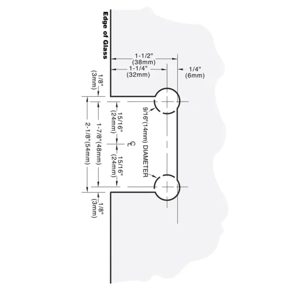 JRPR037 Junior Beveled Wall Mount Full Back Plate Shower Hinge - Image 6
