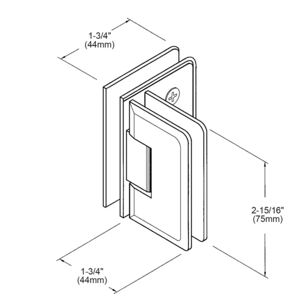 JRPR092 Junior Beveled 90 Degree Glass to Glass Shower Hinge - Image 7