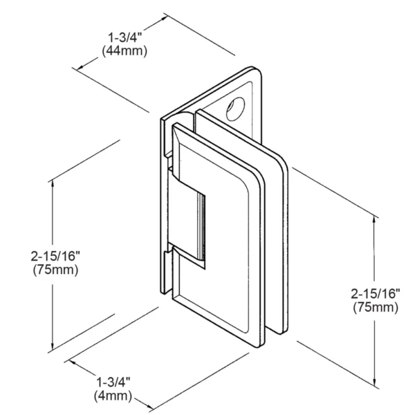 JRPR044 Junior Beveled Wall Mount Offset Back Plate Shower Hinge - Image 6