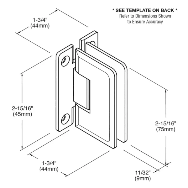 JRPR037H Junior Beveled Wall Mount Short Back Plate Shower Hinge - Image 8