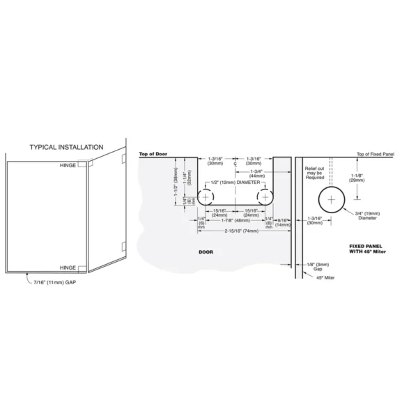 PR0735R Right Hand135 Degree Beveled Piovt Shower Hinge with U-Clamp - Image 2