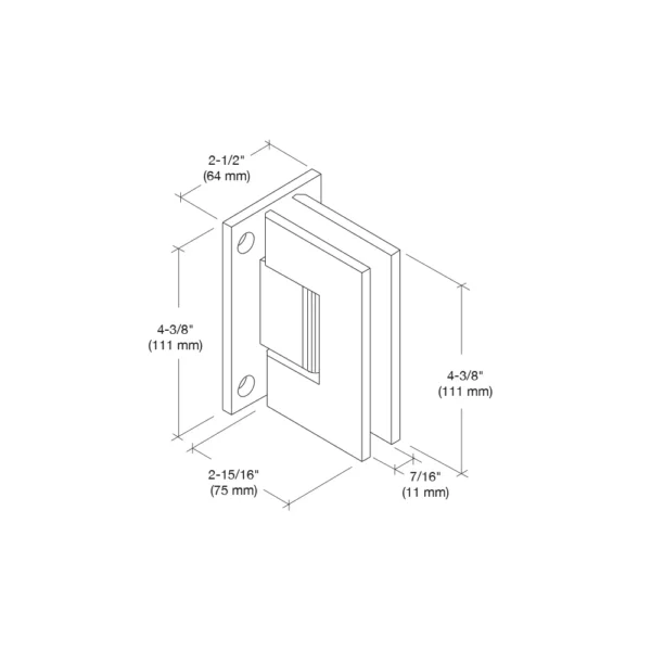 VI037 Square Extra Heavy Duty - Wall Mount Full Plate Shower Hinge - Image 7