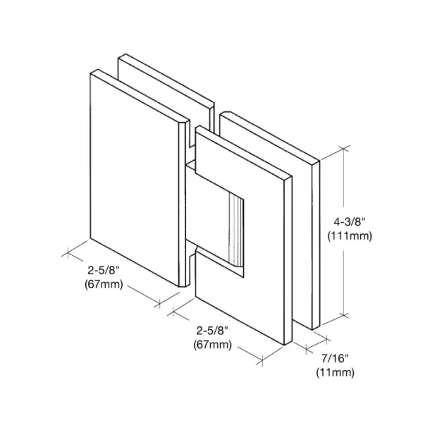 VI180  Square Extra Heavy Duty 180 Degree Glass-to-Glass Shower Hinge - Image 7