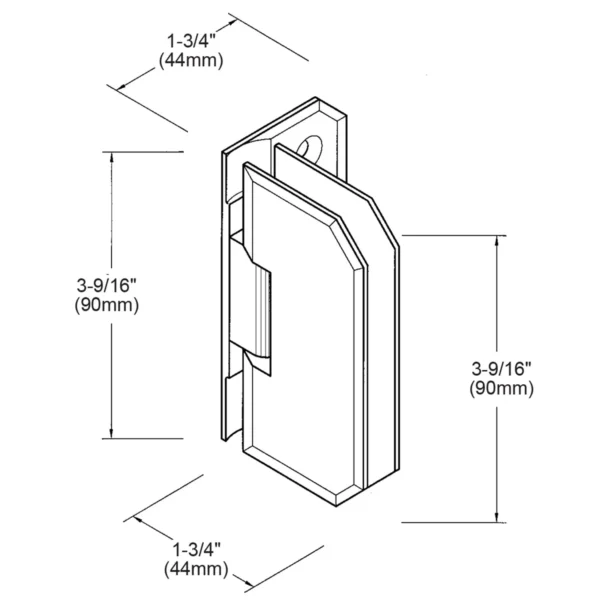 MO044 Beveled Chamfered Edge Wall Mount Offset Back Plate Shower Hinge - Image 2