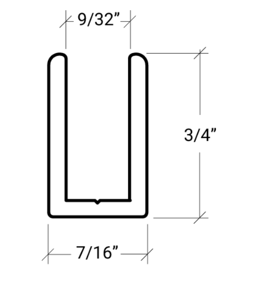 SDUC38 3/8" 1/4" 1/2" Fixed Panel Shower Door Deep U-Channel - Image 9